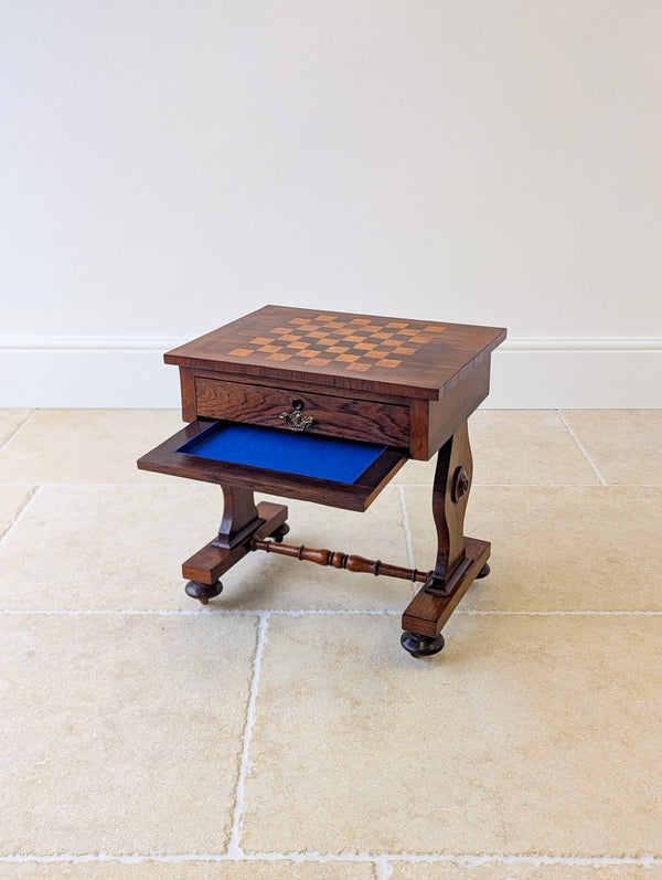 Antique Victorian Rosewood Games Table with Chess Table Top c.1890