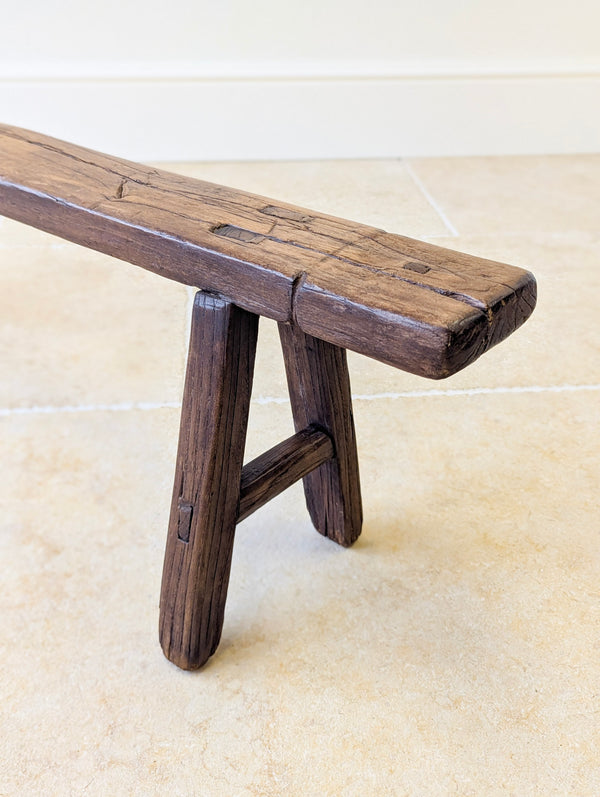 Antique Mid 19th Century Elm Vernacular Bench