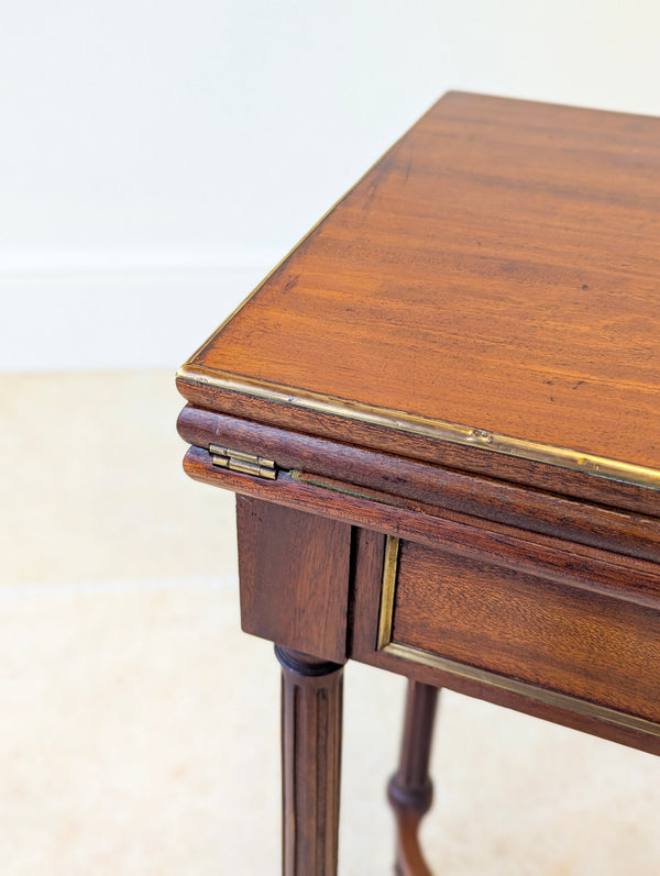 Antique Victorian Mahogany Triple-Top Folding Card Table c.1880