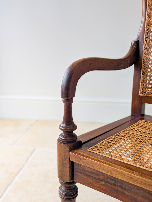 Antique Victorian Mahogany Caned Occasional Armchair c.1890