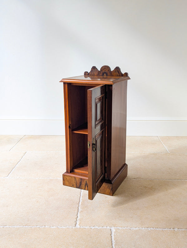 Antique Victorian Mahogany & Exotic Hardwood Bedside Cupboard c.1890
