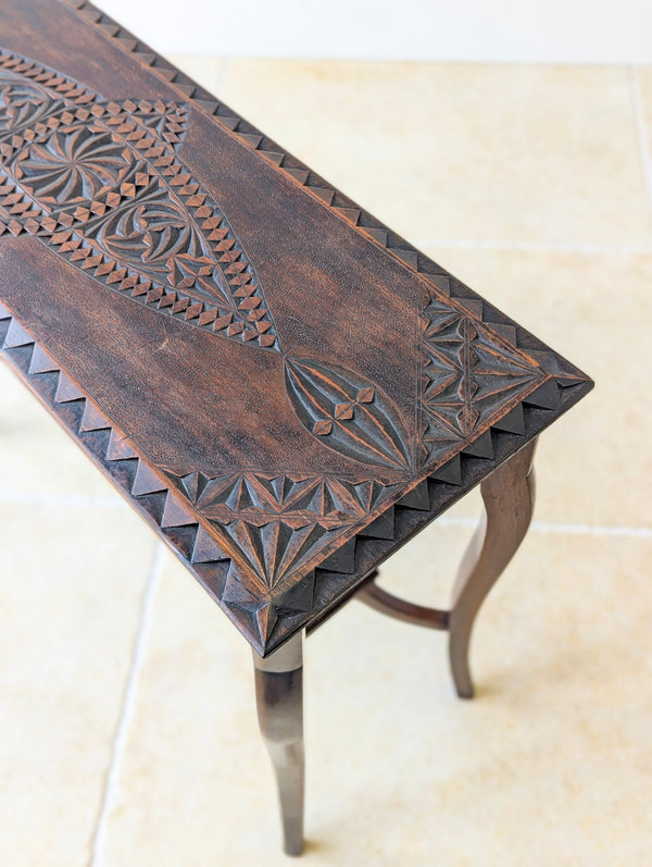 Antique Carved Oak Side Table c.1900