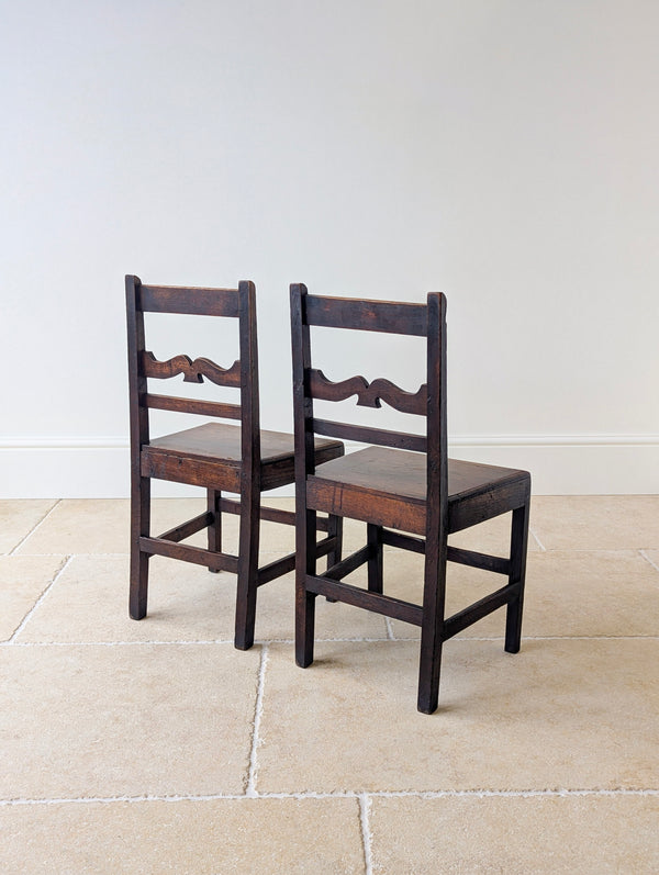 Pair of Antique Georgian Oak Country Side Chairs c.1800