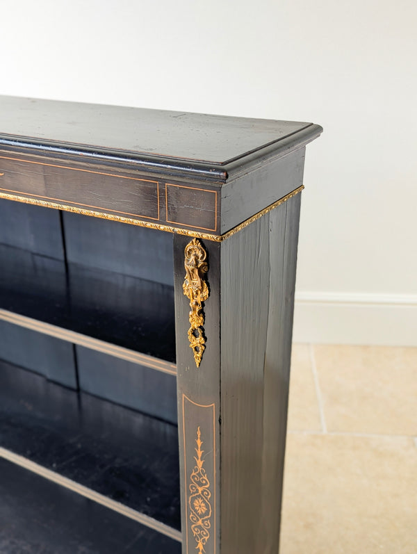 Antique Victorian Ebonised Open Bookcase c.1870