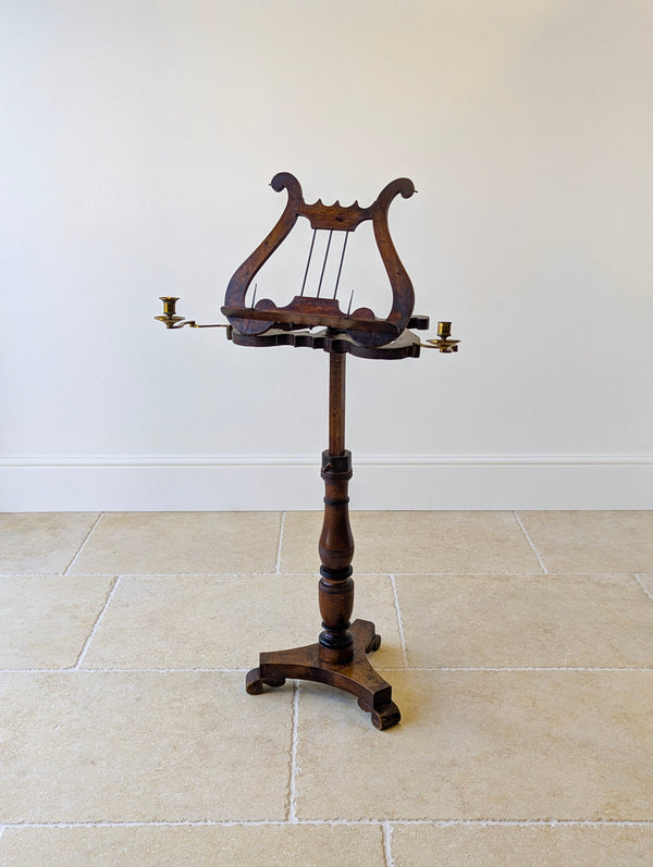 Antique William IV Mahogany Lyre-Form Music Stand c.1830