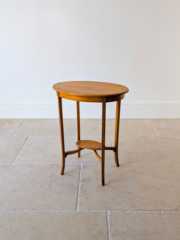 Antique Edwardian Satinwood Oval Occasional Table c.1900