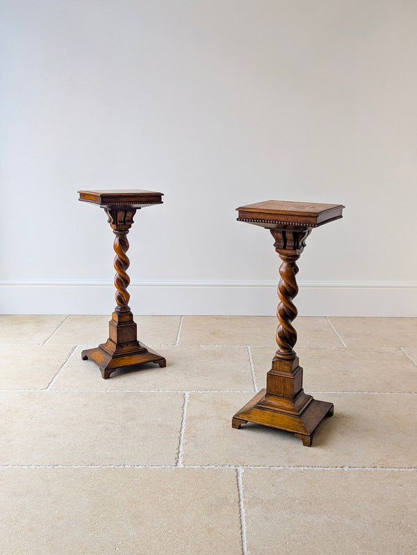 Antique Late Victorian Pair of Oak Torchères c.1890