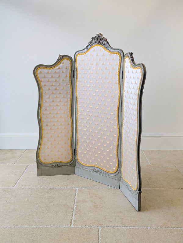 Antique Napoleon III Painted Three-Fold Room Screen c.1860