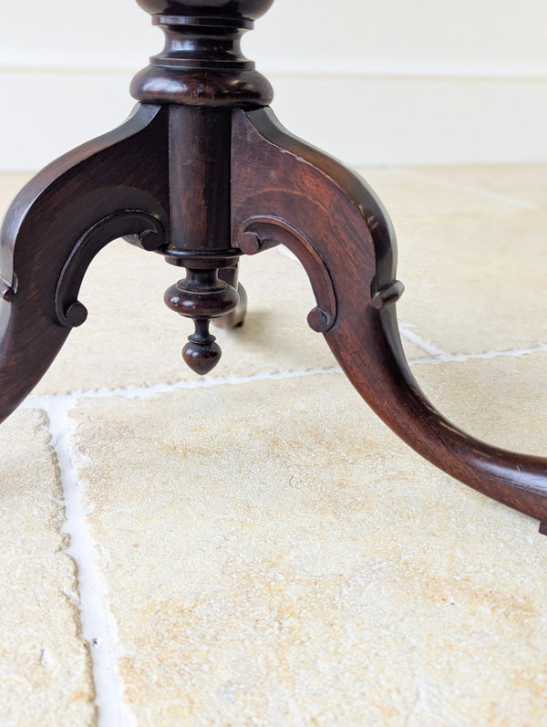 Antique William IV Rosewood Beadwork Tripod Wine Table c.1830