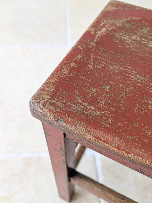 Antique Edwardian Painted Pine Country Stool c.1910