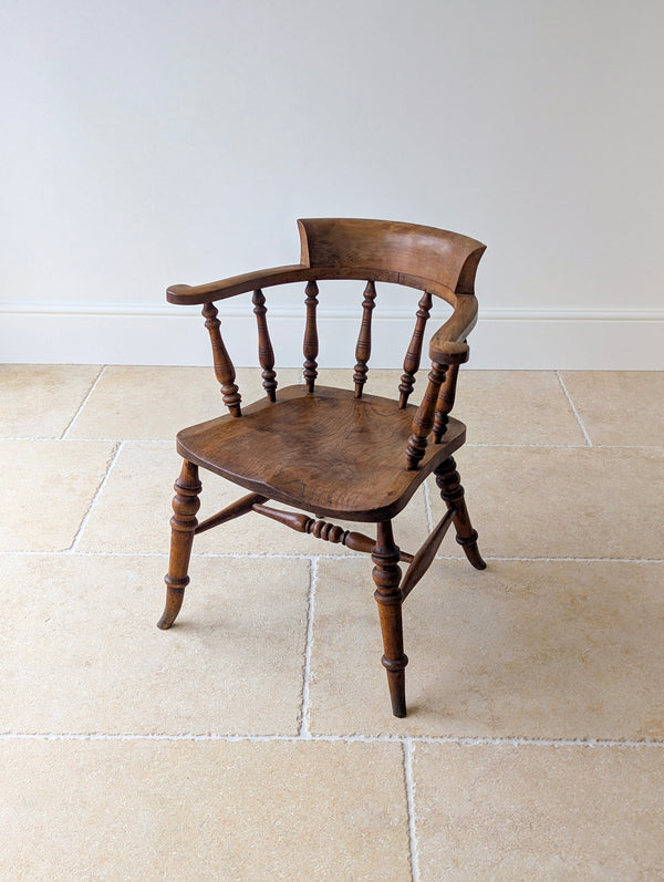 Antique Late Victorian Elm & Beech Captain's Desk Chair c.1880