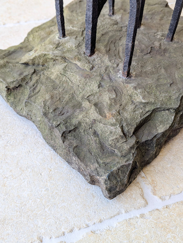 Antique Georgian Wrought Iron & Yorkstone Country House Boot Scraper c.1800