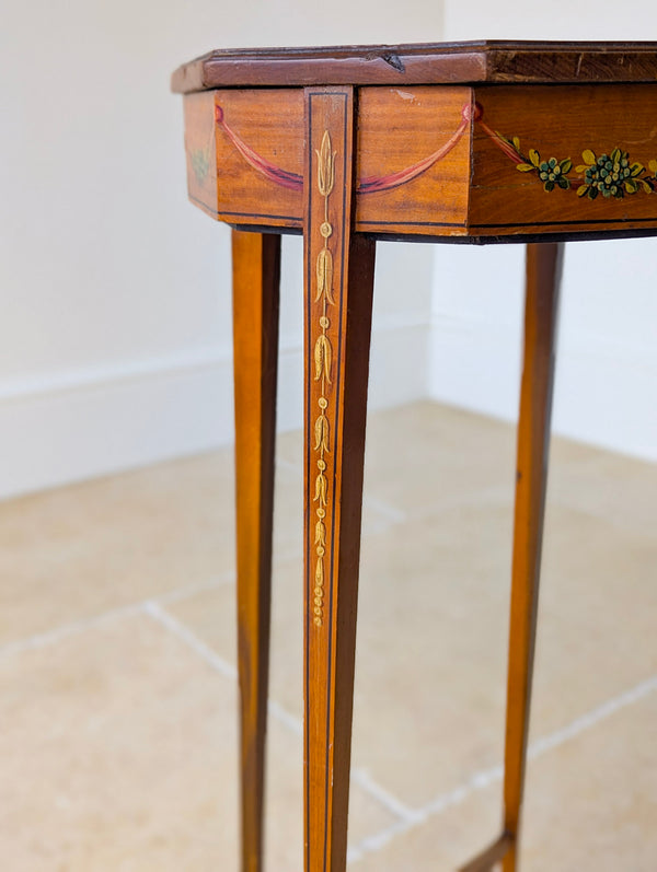 Antique Edwardian Satinwood Sheraton Revival Candle Stand c.1905