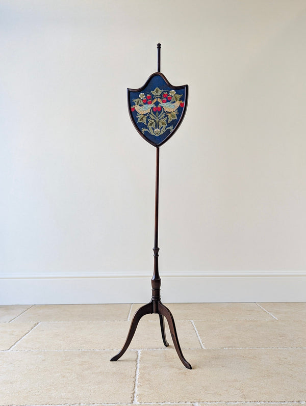 Antique George III Mahogany Tripod Pole Screen c.1800