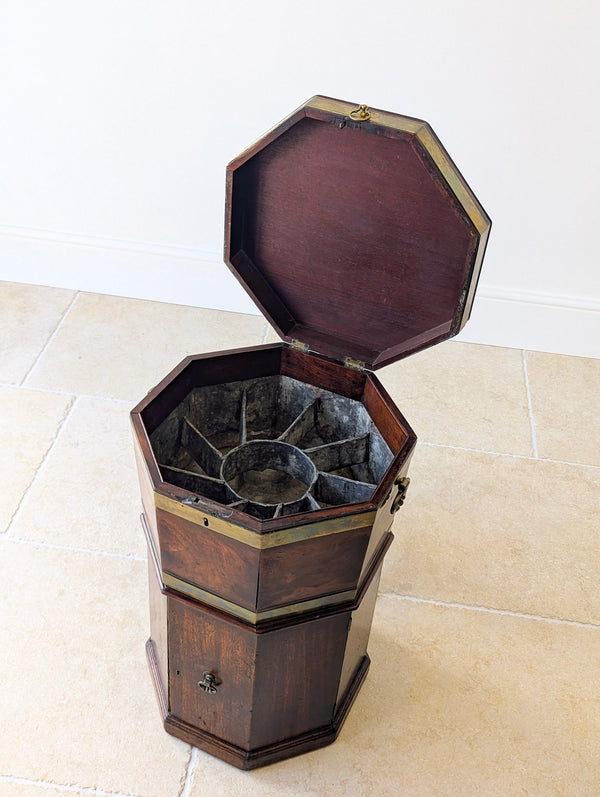 Antique George III Brass-Bound Mahogany Octagonal Cellaret c.1790