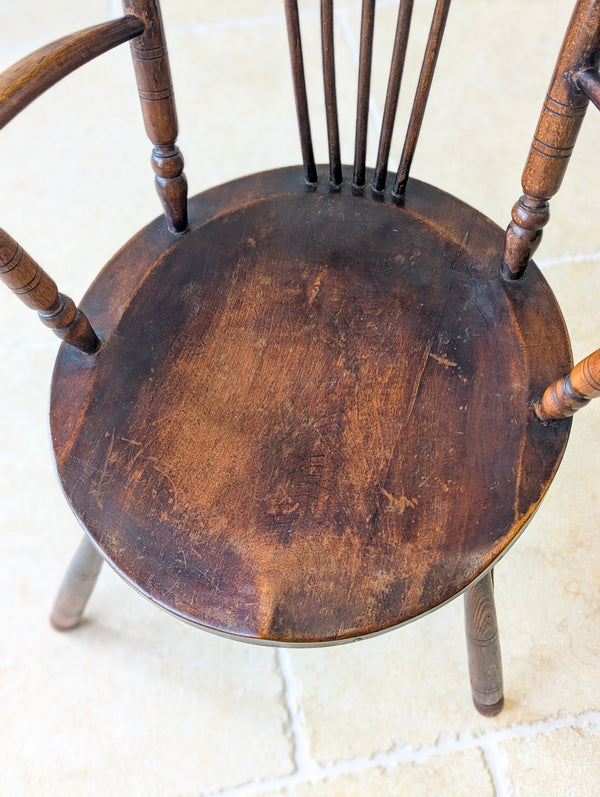 Antique Victorian Elm & Beech Arts & Crafts Windsor Chair c.1895