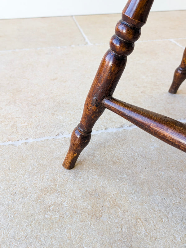 Antique Victorian Elm & Beech Country Stool c.1850