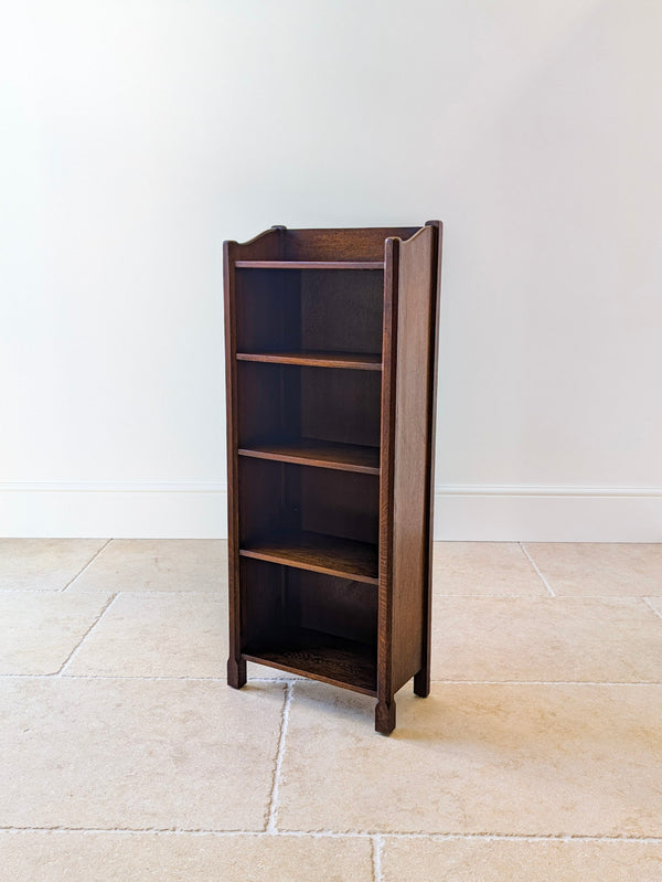 Antique Edwardian Arts & Crafts Oak Narrow Bookcase c.1910