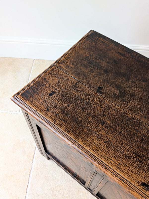 Antique Charles II West Yorkshire Inlaid Oak Coffer c.1680