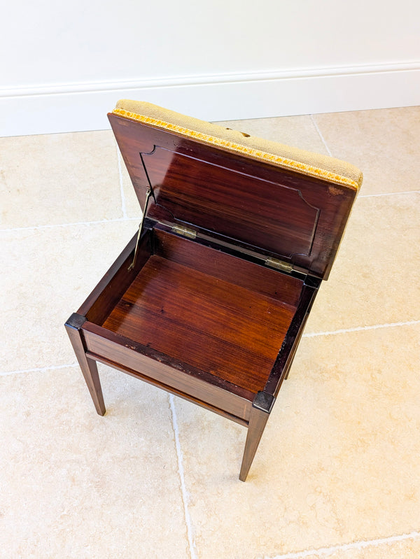 Antique Edwardian Inlaid Mahogany Piano Stool by Jas Shoolbred c.1905