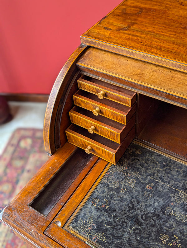 Antique Edwardian Mahogany Cylinder Writing Bureau Desk