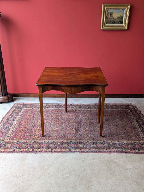 Antique Mid 19th Century Mahogany Serpentine Fold Over Tea Table