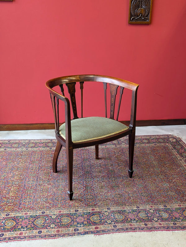 Antique Edwardian Inlaid Mahogany Desk Chair