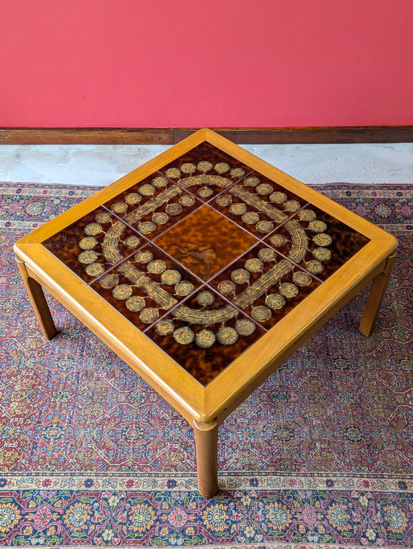 Mid Century Tile Top Square Teak Coffee Table