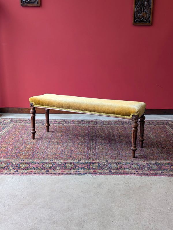 Antique Victorian Rosewood Upholstered Window Seat