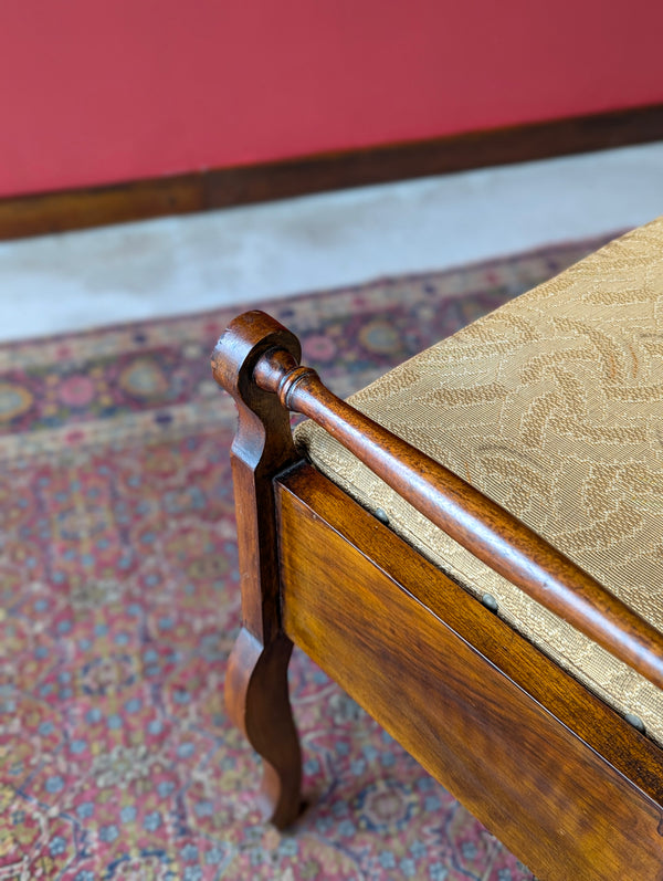 Antique Edwardian Arts & Crafts Mahogany Piano Stool with Storage