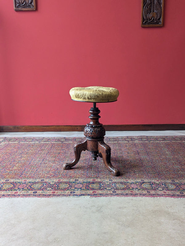 Antique 19th Century Rosewood Rise & Fall Circular Piano Stool