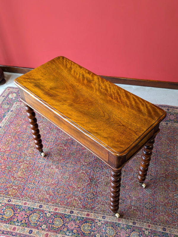 Antique 19th Century Beech Bobbin Side Table with Drawer