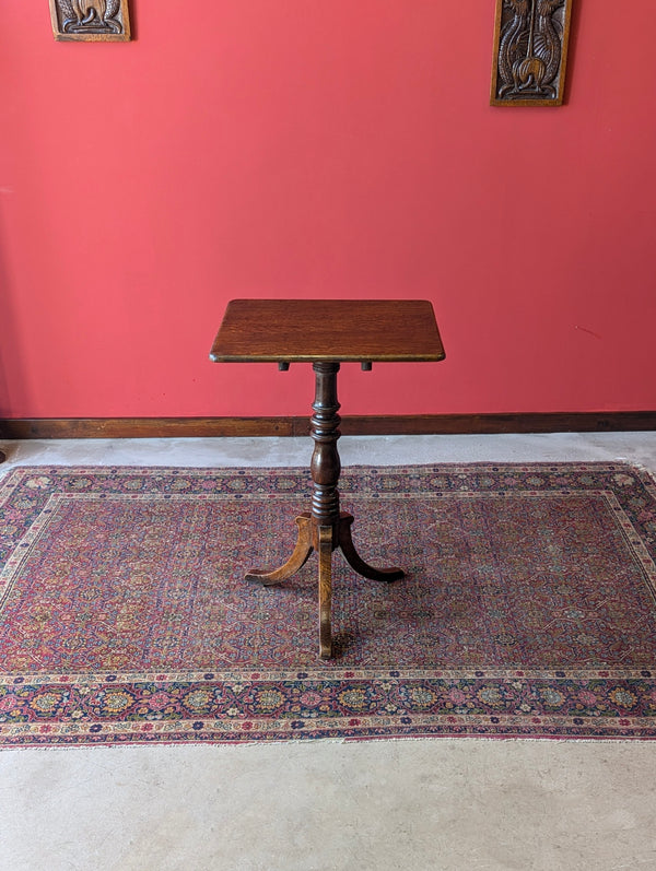 Antique 19th Century Oak Pedestal Tilt Top Wine Table