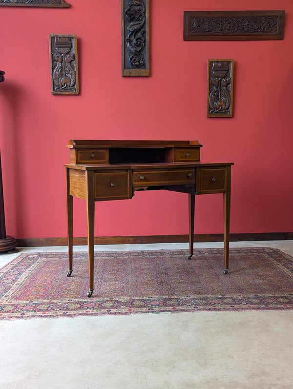 Antique Edwardian Mahogany Red Leather Writing Table Desk