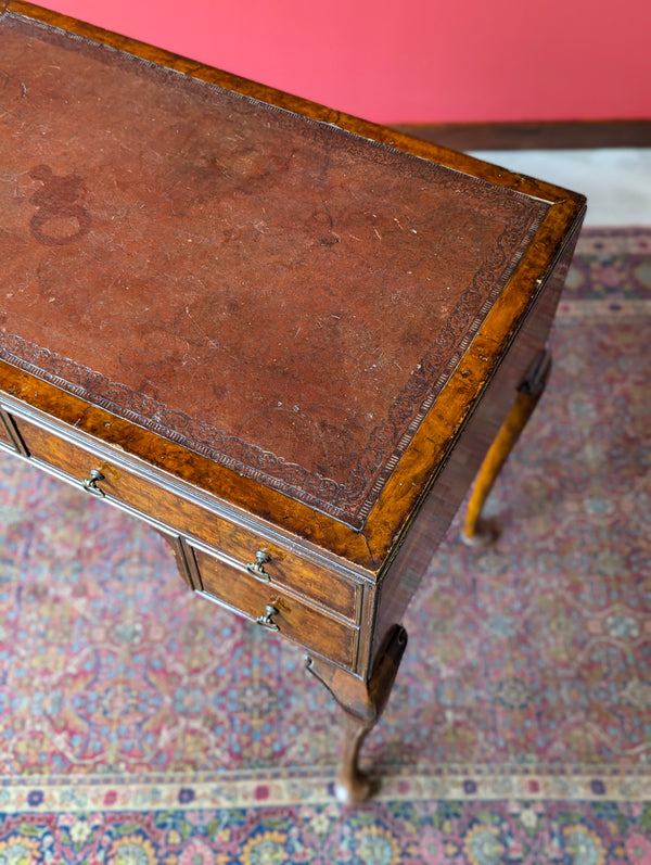 Antique Early 20th Century Burr Walnut Writing Table Desk