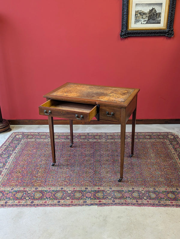 Antique Edwardian Mahogany Leather Topped Writing Desk