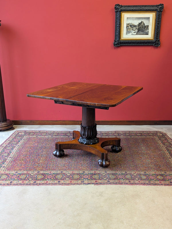 Antique Regency Rosewood Fold Over Tea Table