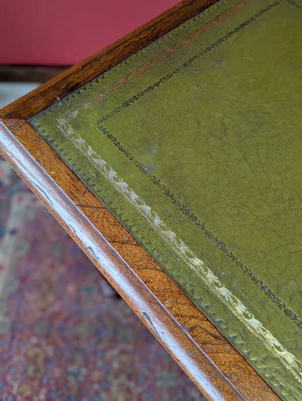 Antique 19th Century Walnut Leather Top Writing Table Desk