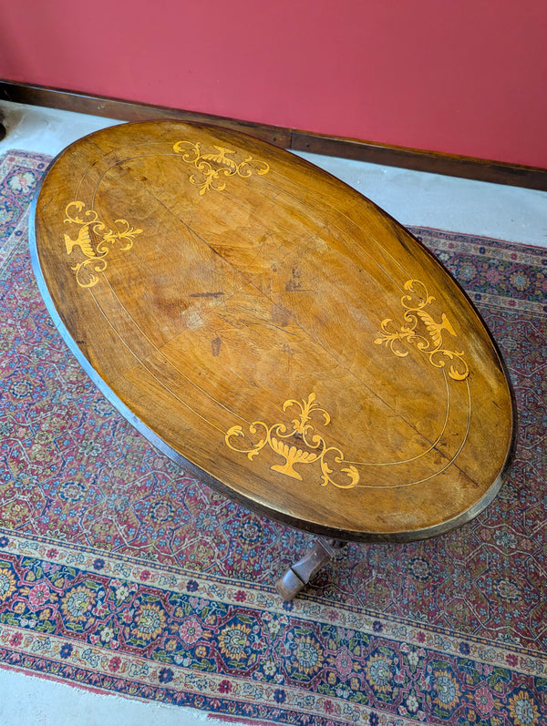 Antique 19th Century Oval Walnut Occasional Table / Coffee Table