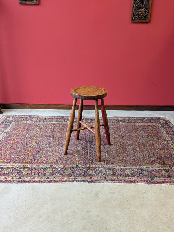 Antique Victorian Elm Dish Seat Stool