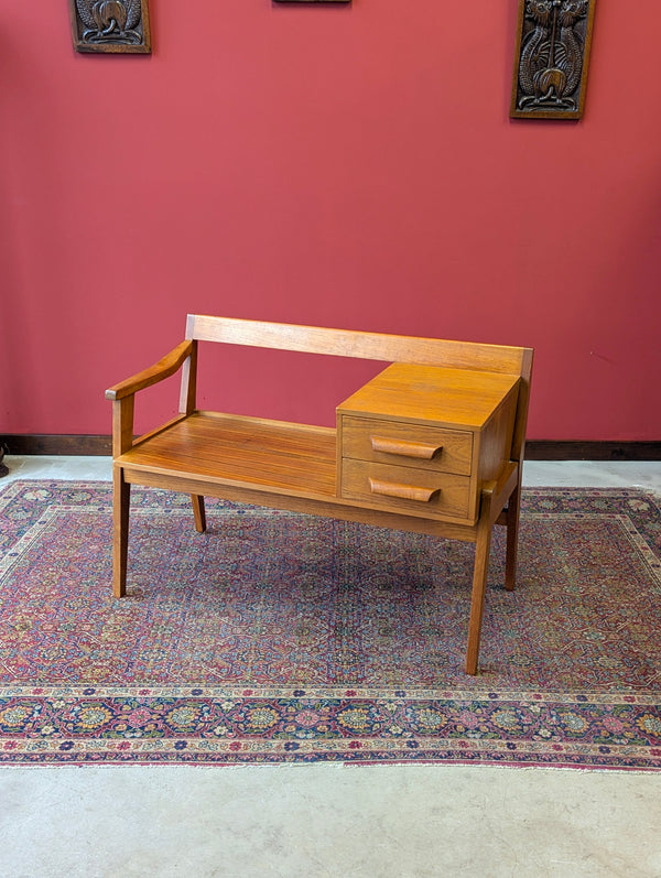 Mid Century Teak Hall / Telephone Seat by Chippy Heath