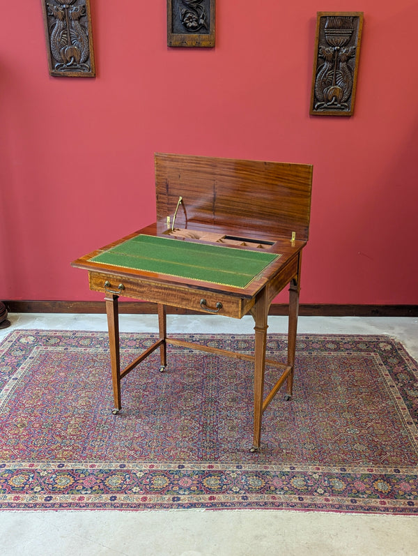 Antique Edwardian Satinwood Metamorphic Side Table / Writing Desk