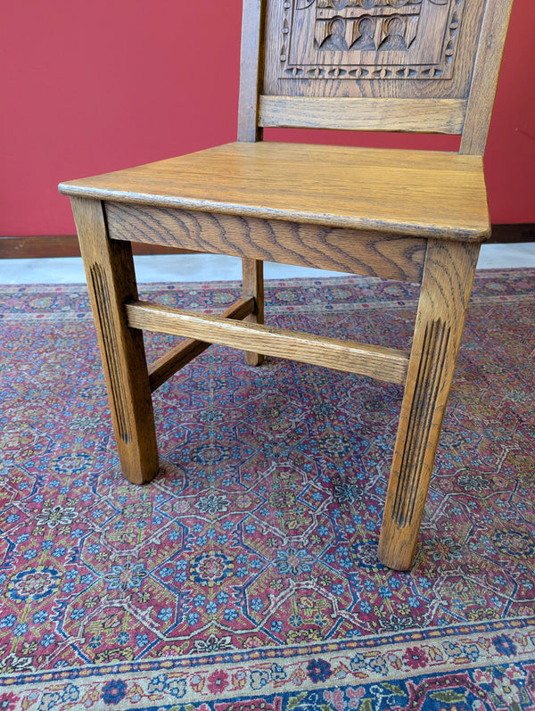 1930’s Oak Carved Portcullis / Westminster Side Chair