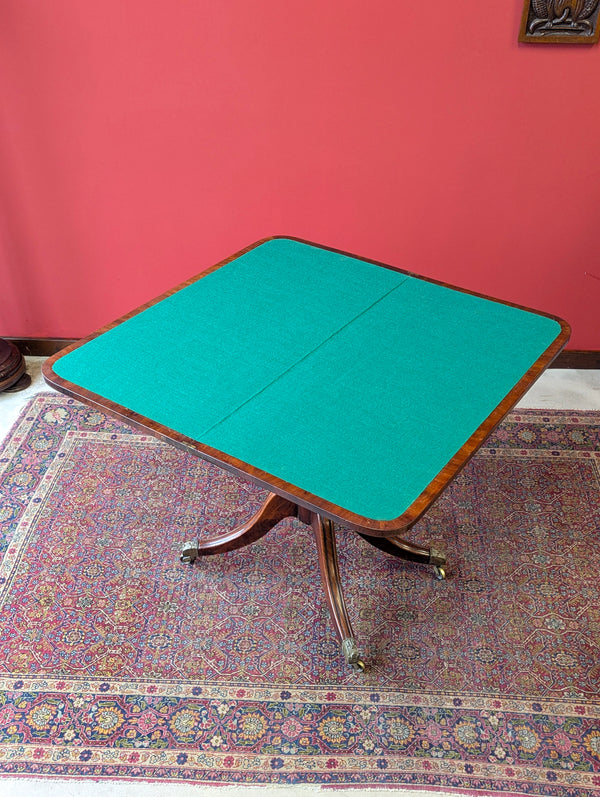 Antique 19th Century Mahogany Fold Over Pedestal Card Table