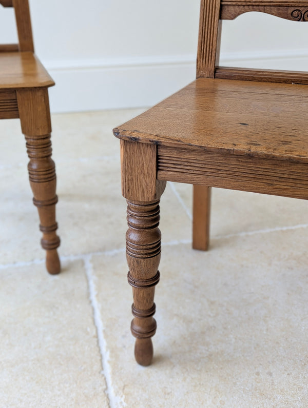 Antique Victorian Oak Side Chairs with Ceramic Tile Backs c.1890