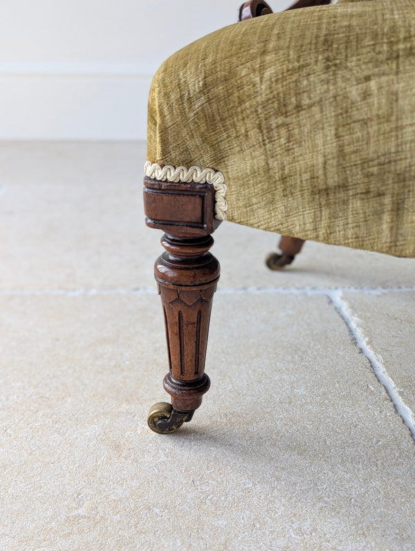 Antique Victorian Walnut Low Bedroom Chair c.1870
