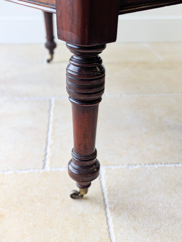 Antique Early Victorian Mahogany Library Table with Leather Top c.1850