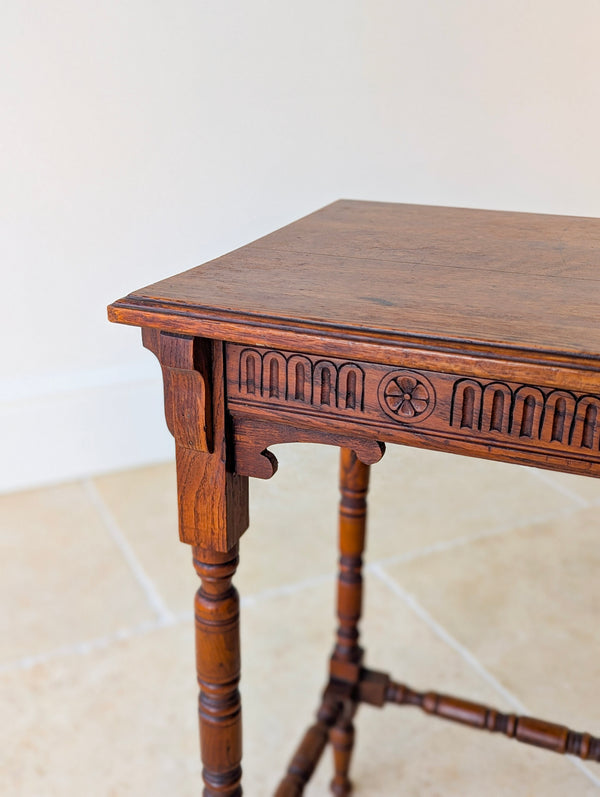 Antique Victorian Oak Jacobean Revival Occasional Table c.1890