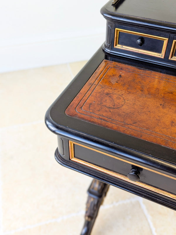Antique Victorian Ebonised Bonheur du Jour Writing Table c.1870