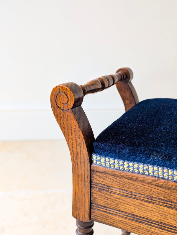 Antique Victorian Golden Oak Piano Stool with Storage c.1890